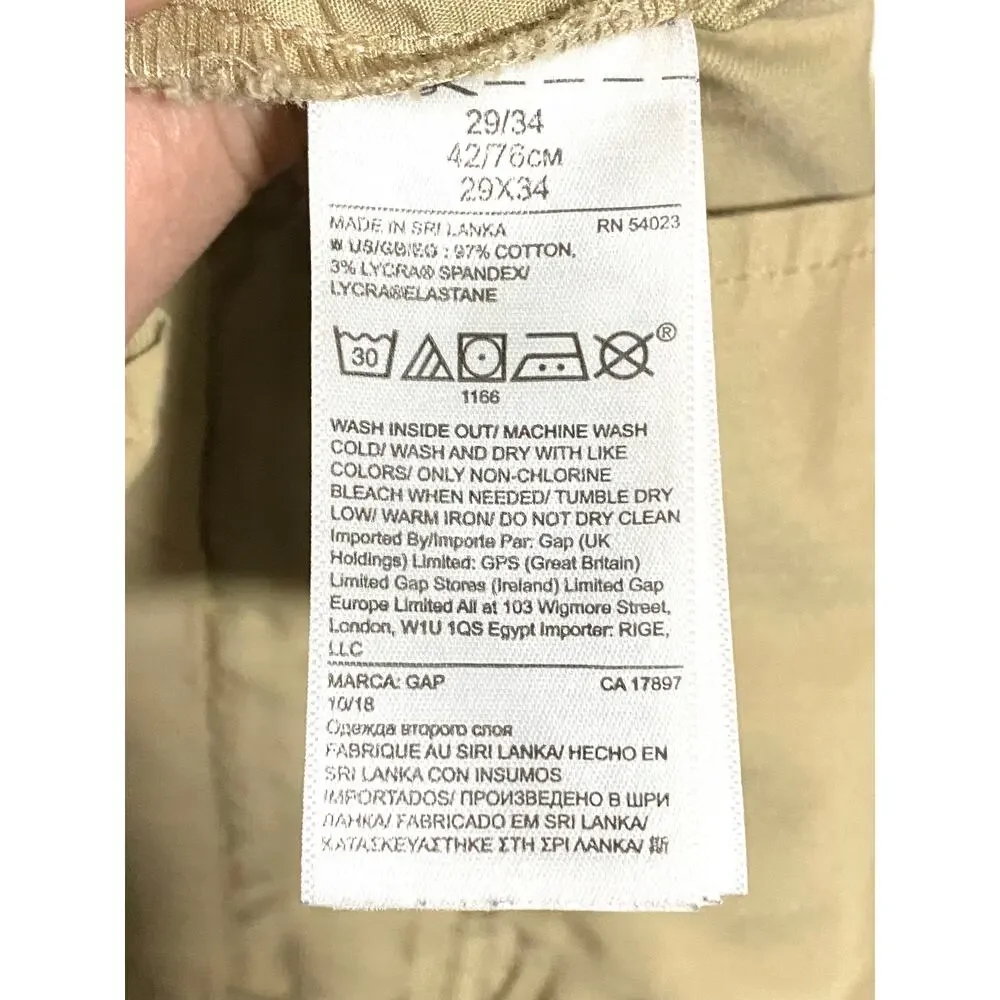 Gap For Good Slim Stretch Iconic Khaki Chino Mens 29x34 Preppy Casual Classic - Picture 8 of 9